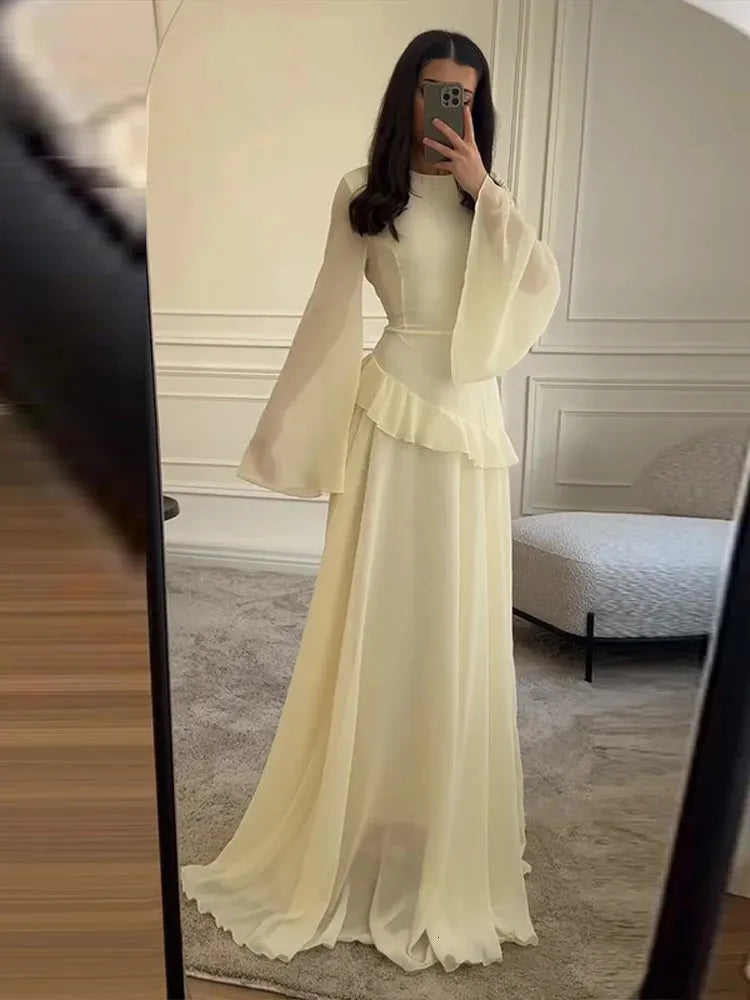 Soft Elegance Bell Sleeve Dress