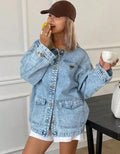 Vintage-Wash Oversized Denim Jacket